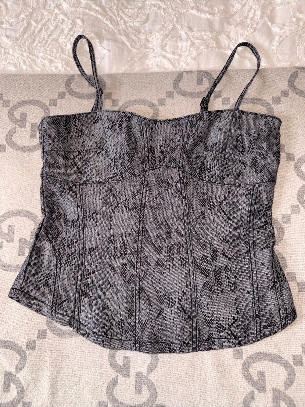 NWT Bershka Denim Snakeskin Denim Top